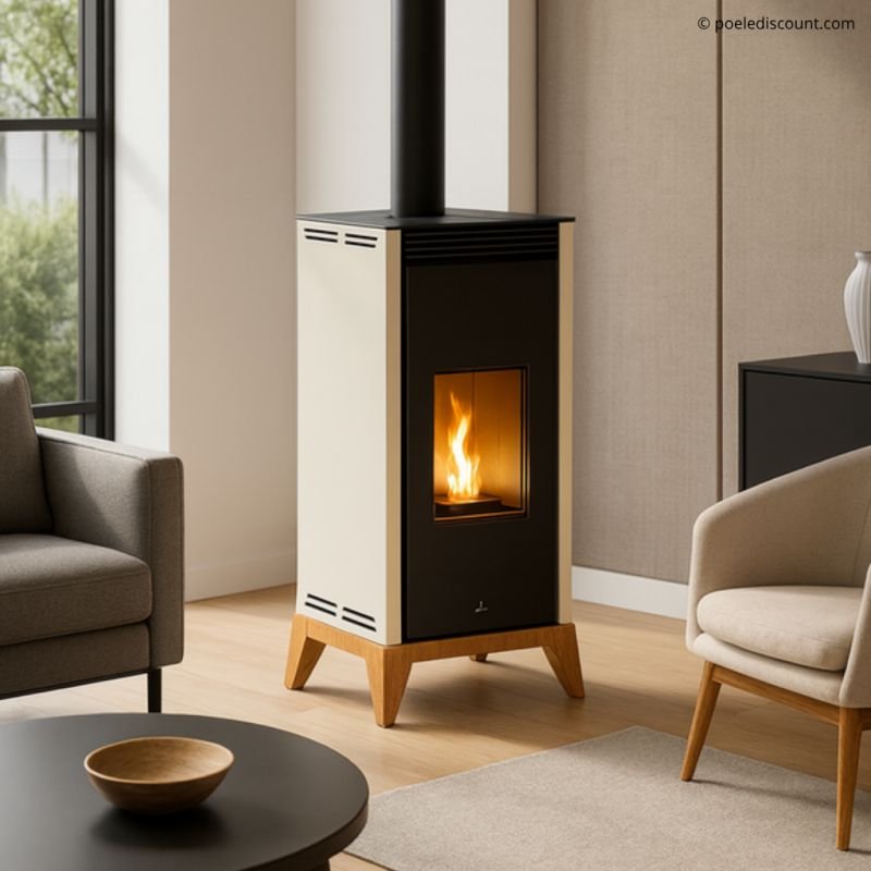 BRONPI Free 6 Pelletofen ohne Strom – 6 kW, natürliche Konvektion, 91 % Wirkungsgrad